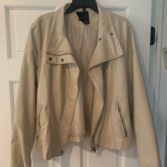 RD Style Faux Leather Cream Jacket - Picture 1 of 4